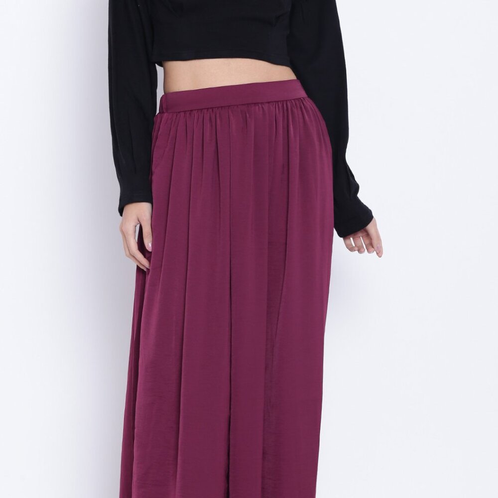 Flowy Burgundy Maxi Skirt (Sz Small)